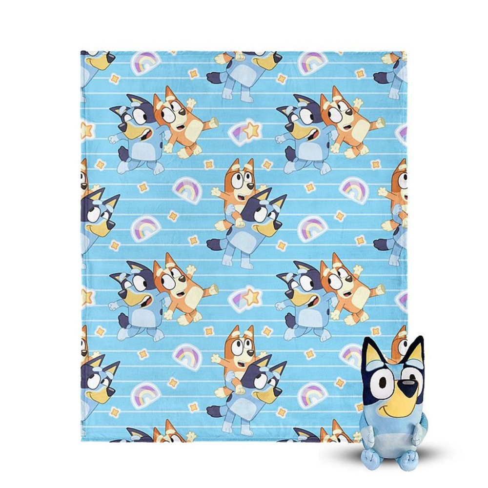 New “Bluey” Throw Blanket and Pillow Plush Set of 2pc NWT